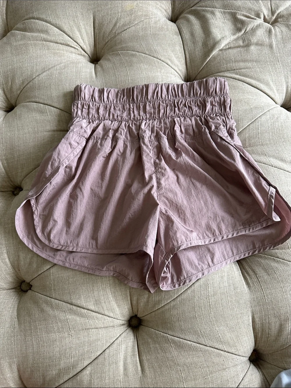 FP Movement by Free People Smocked Waist Athletic Shorts in Lilac